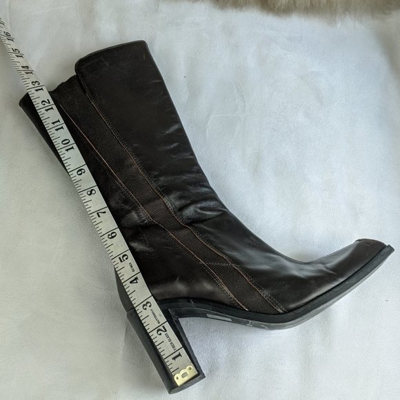 LUC BERJEN Rare Vintage Square Toe Boots Brown - Picture 11 of 11